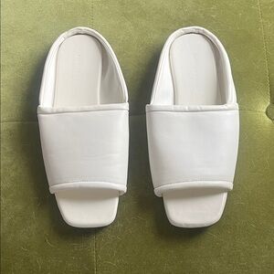 White Slide Sandals